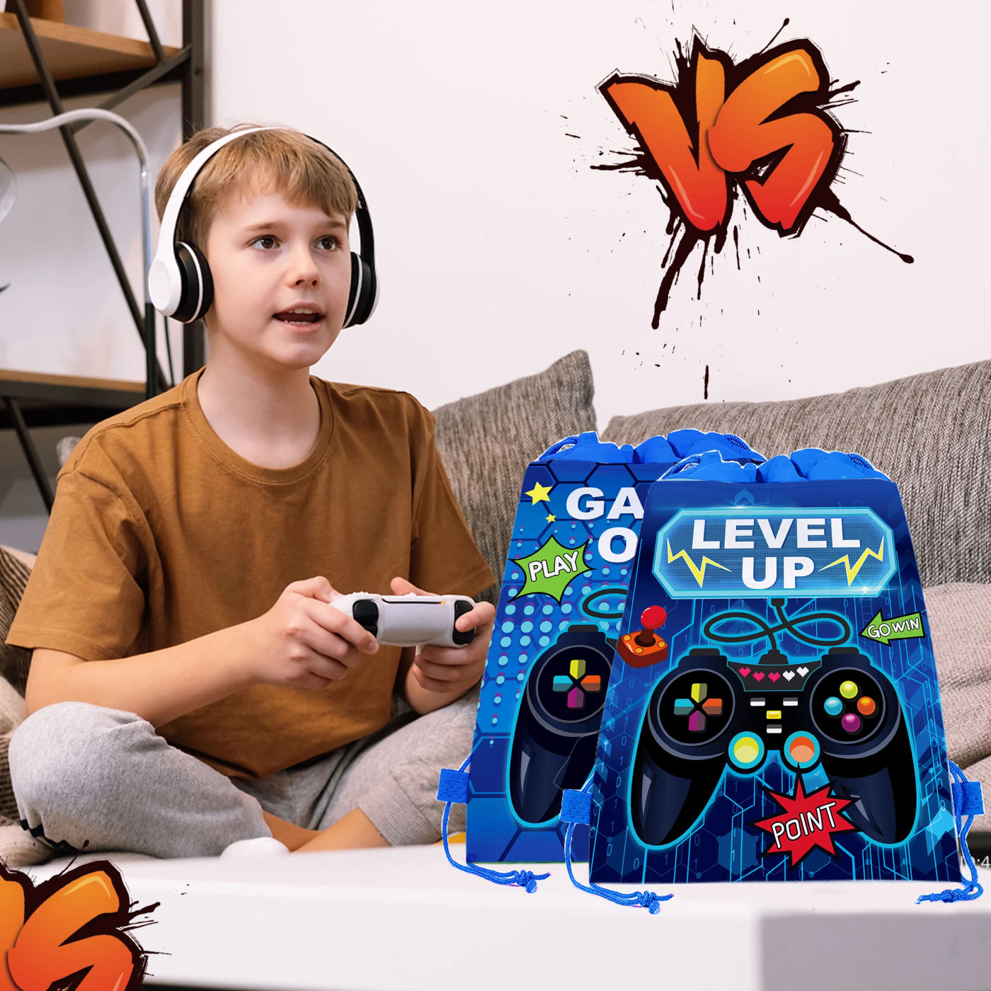 Description Picture 2 of itemCartoon Handle Game Birthday Non-woven Gifts Bag School Sports Drawstring Backpack Kids Baby Party Packing Storage Bags Favors