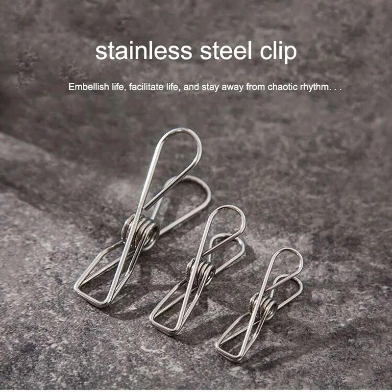 Description Picture 2 of itemStainless Steel Clips Clothes Clamps Pins Pegs Holder Household Multipurpose Sealing Clothing Clip Hanging Bed Sheet Clothespins
