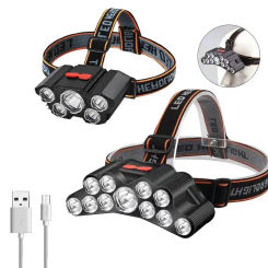 Rechargeable 11LED Headlamp Super Bright Torch Head-Mounted Flashlight LED Headlight Waterproof Camping Outdoor Night Fishing