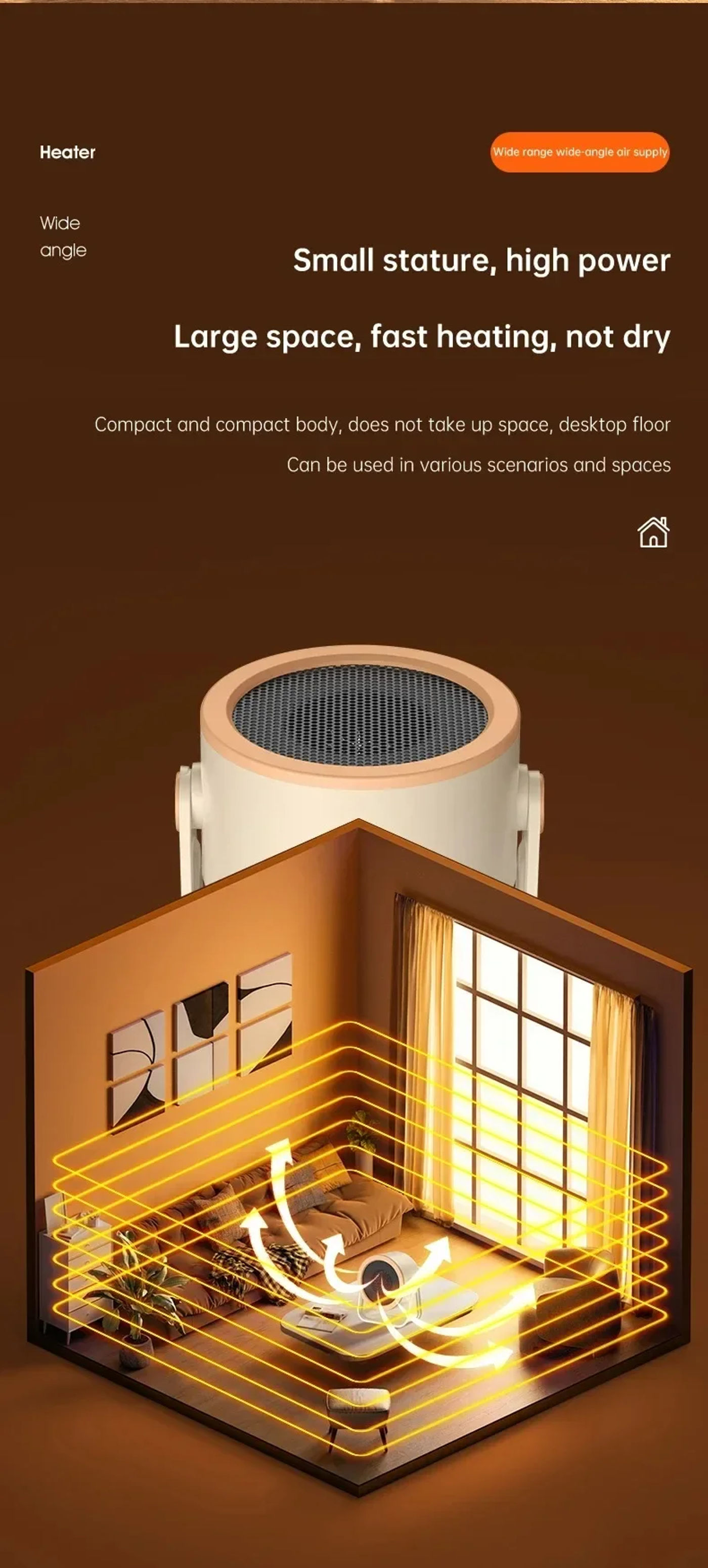 Description Picture 6 of itemEnergy-efficient Warm Air Blower Portable Desktop Hot Air Blower Mini Fan Stove Warm Heater Low Noise Energy Saving Heater