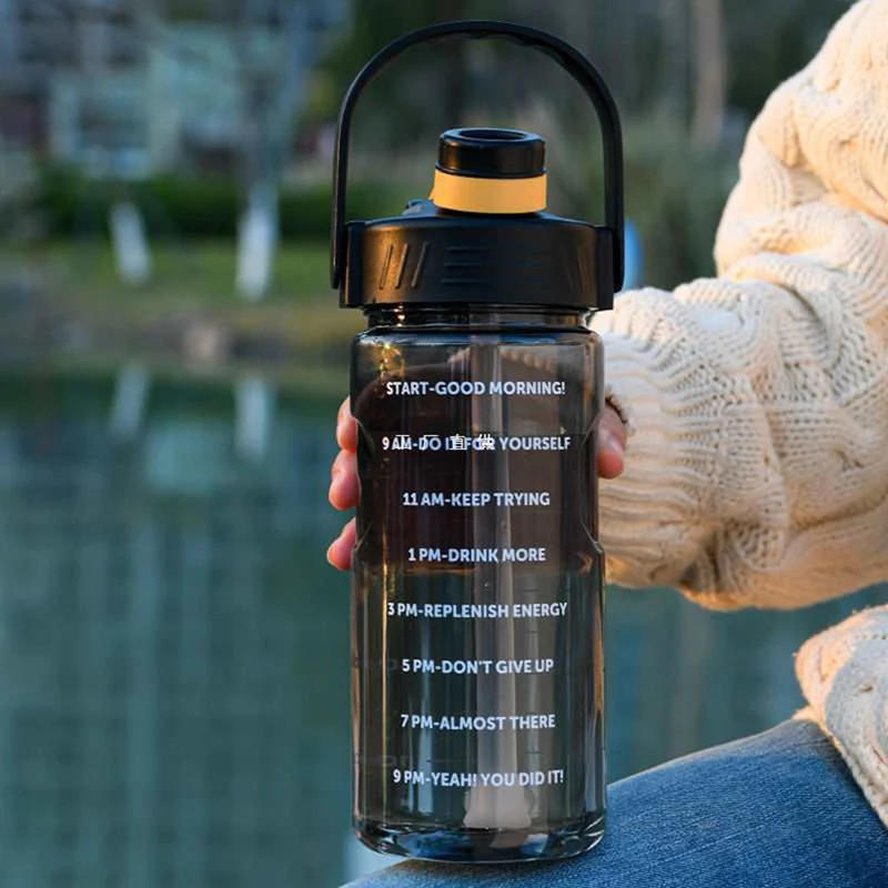 Description Picture 5 of item1 PCS 1.5 L/2L/3L Bottled Large Capacity Sports Water Cup Leak-proof With Straw Plastic And Time Stamp For Home Outdoor Sports