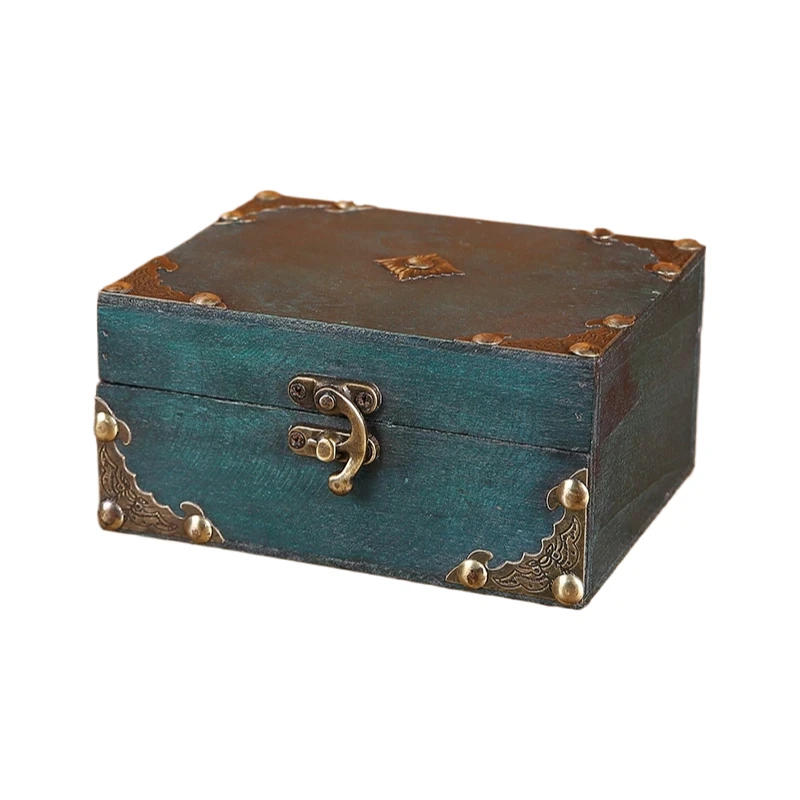 Description Picture 3 of item1 vintage treasure chest storage box, wooden jewelry box, small treasure box for hiding