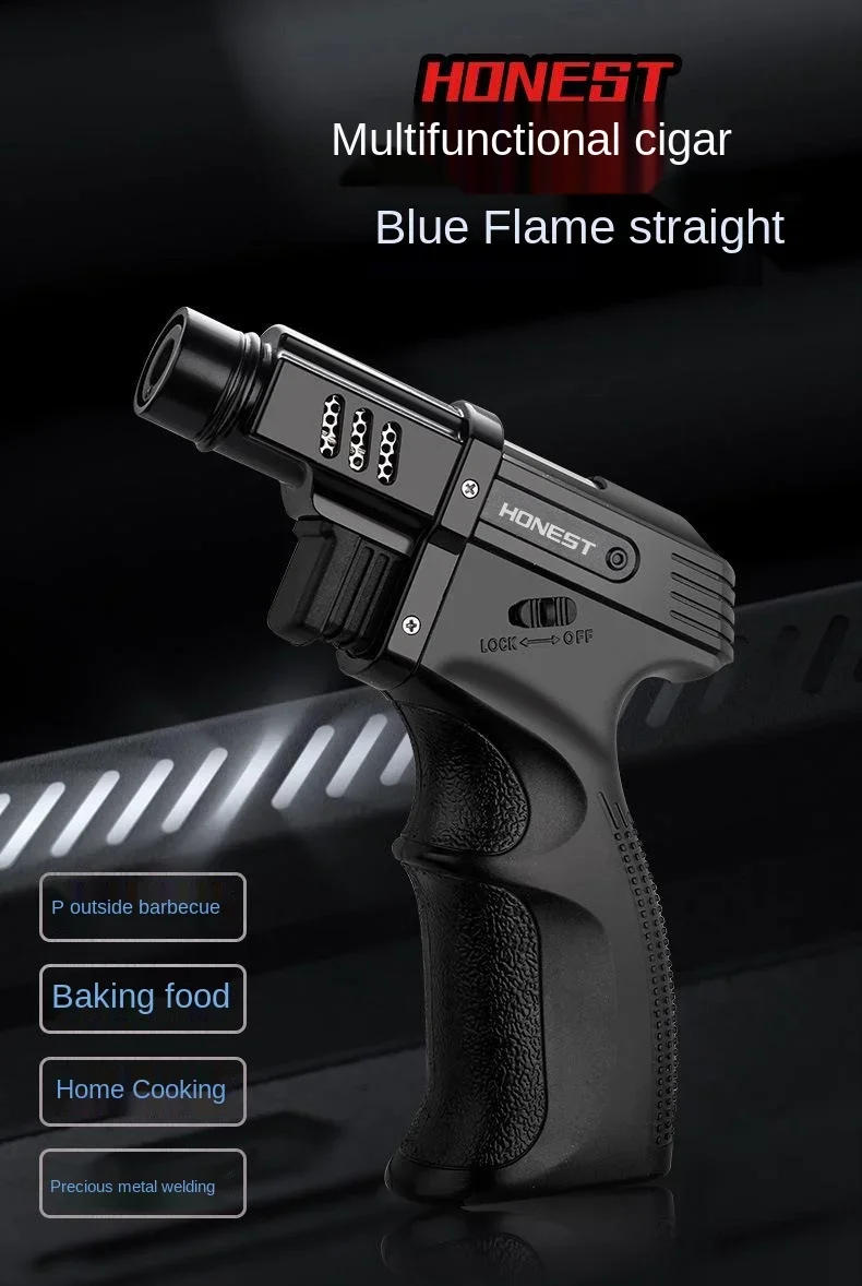 Description Picture 2 of item2024 New Metar Windproof Outdoor Camping BBQ Fixed Fire  Big Jet Flame Cigar Lighter Torch Kitchen Gadgets For Men
