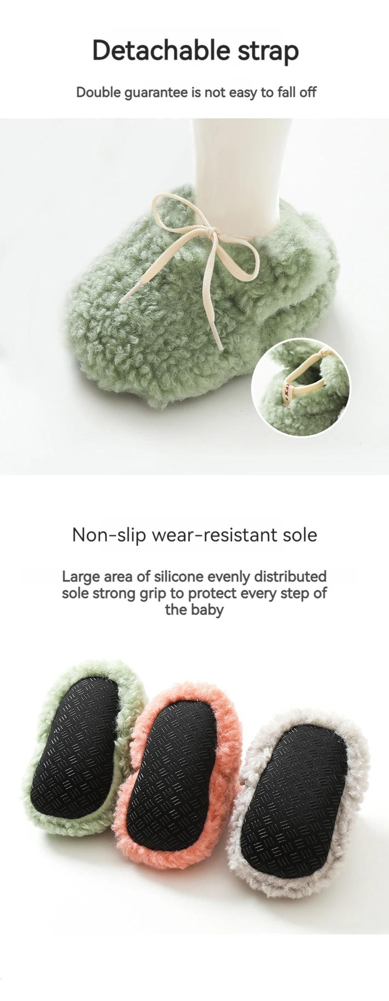 Description Picture 4 of itemBaby Shoes Winter Baby Boy Girl Booties Fluff Soft Toddler Shoes First Lamb Cashmere Anti-Slip Warm Newborn Infant Crib Shoes