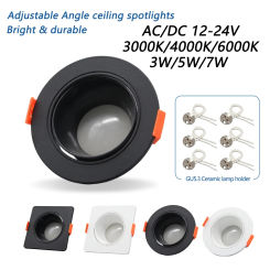 2pcs/lot 3W 5W 7W Round Square Downlight Energy saving Ceiling Spotlight LED DC12V 24V Angle adjustable rotating indoor lighting