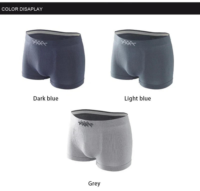 Description Picture 5 of itemMen Boxers High Elasticity Seamless Men Underpants Honeycomb Breathable Mid Waist Male Underwear Soft Moisture-wicking Panties