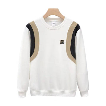 Color-blocked Sweatshirt Round Neck Sweatshirt Men's Soft Breathable Pullover Sports Sweatshirt with Loose Elastic Cuff for Fall