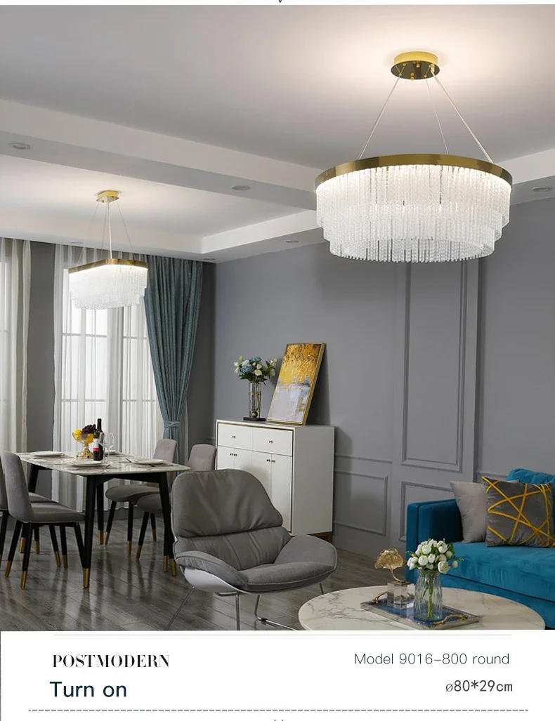 Description Picture 6 of itemNordic Led Lamp Living Room Light Luxury High-end Bedroom Lamp Home Restaurant Crystal Chain Lustre Pendant Light Home Appliance