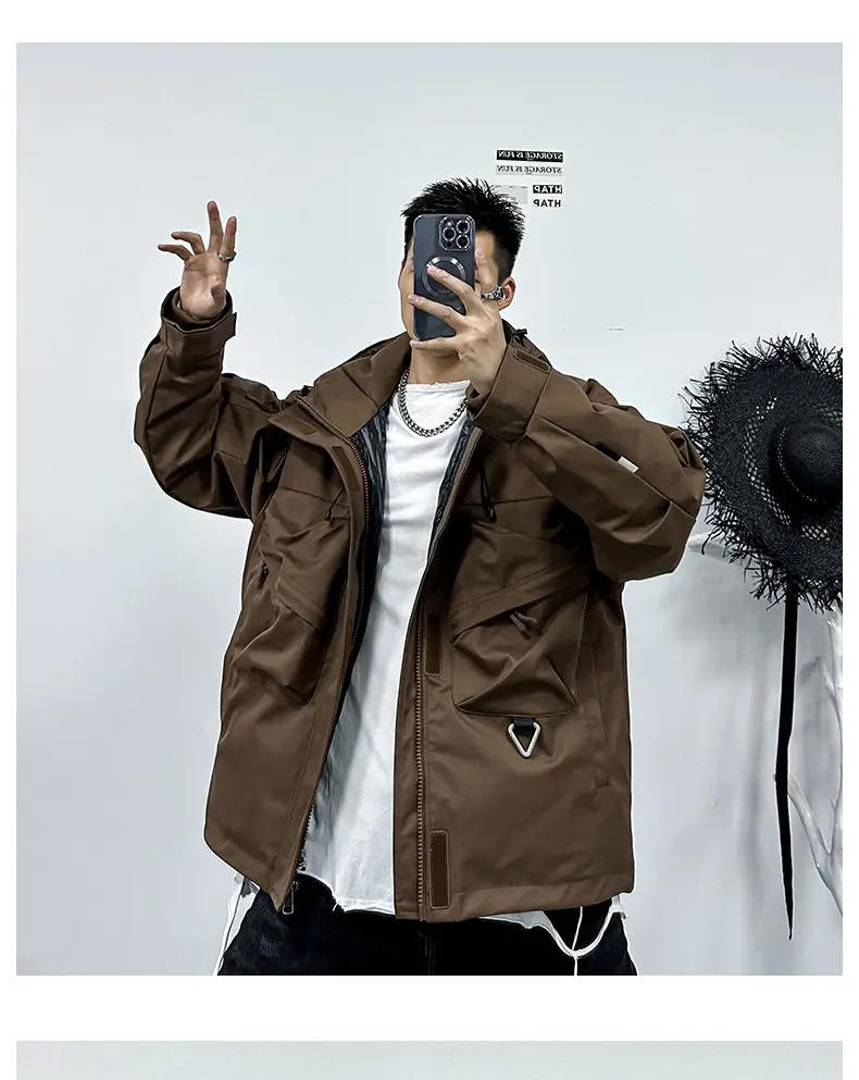 Description Picture 4 of itemWinter Functional Workwear Cotton-padded Jackets Men's Multi-pocket Loose Casual High Street Hooded Parkas Male Clothes