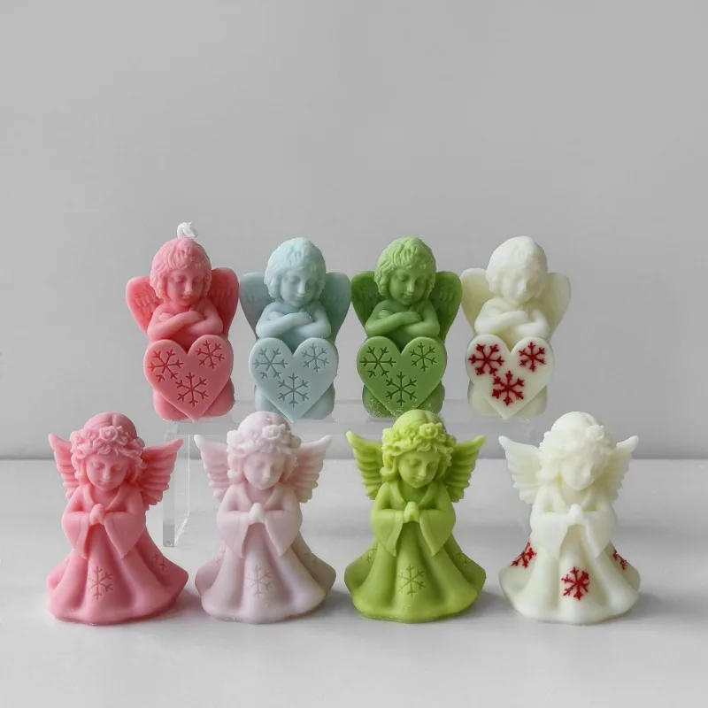 Description Picture 2 of itemCute Angel Candle Silicone Mold Christmas Decoration Gypsum Crafts Resin Making DIY Soap Cement Clay Molds Home Gift