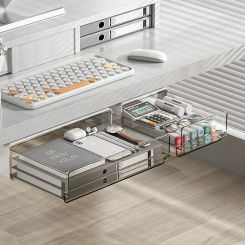 Self Stick Drawer Storage Box Under Table Hidden Self-Adhesive Drawer Type Storage Cabinet Office Desk Organizing Storage Rack