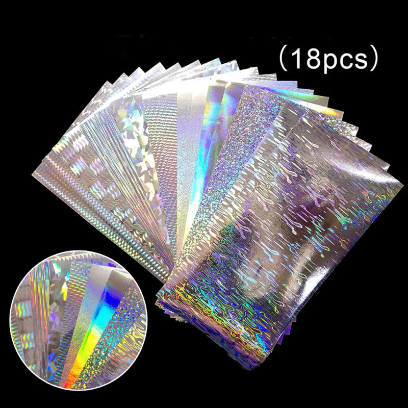 Description Picture 2 of item18pcs Fish Scale Lure Stickers 20*10cm Flasher Dodger Lure Reflective Holographic Fishing Lure Tape Silver Laser DIY Fish Skin