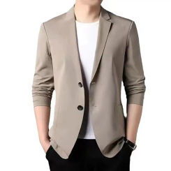 Men Suit Coat Lapel Long Sleeve Single Breasted Suit Jacket Solid Color Pockets Business Formal Suit Coat Workwear