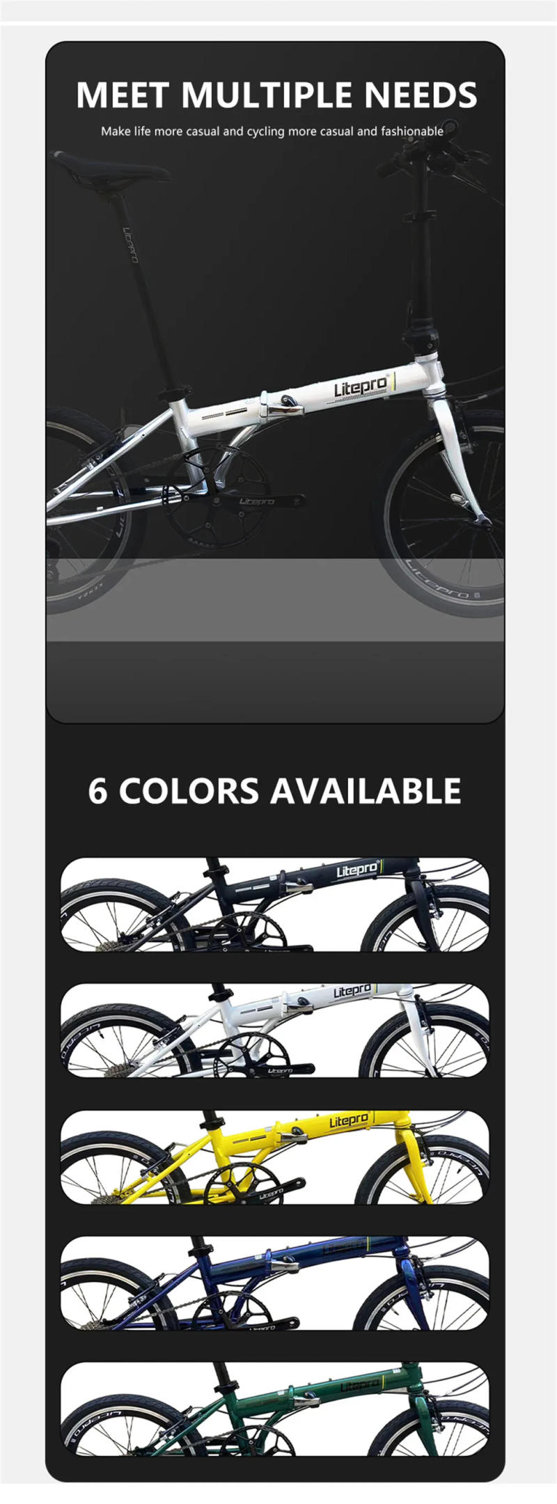 Description Picture 3 of itemLP Litepro External 10Speed 20Inch Steel Folding Bike Aluminum Alloy Bicycle Ultralight Portable Vehicl