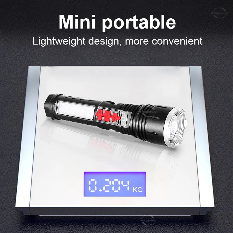 Description Picture 4 of item5 Modes Powerful Led Flashlights with COB Side Light Tactical Torch Lantern Type-C Hand Lamp IPX-6 Waterproof Rechargeable light