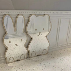INS Creative Decorative Mirror for Kids Room Cute Bear Rabbit Shape Acrylic Mirror Baby Photo Props Nordic Home Nursery Decor