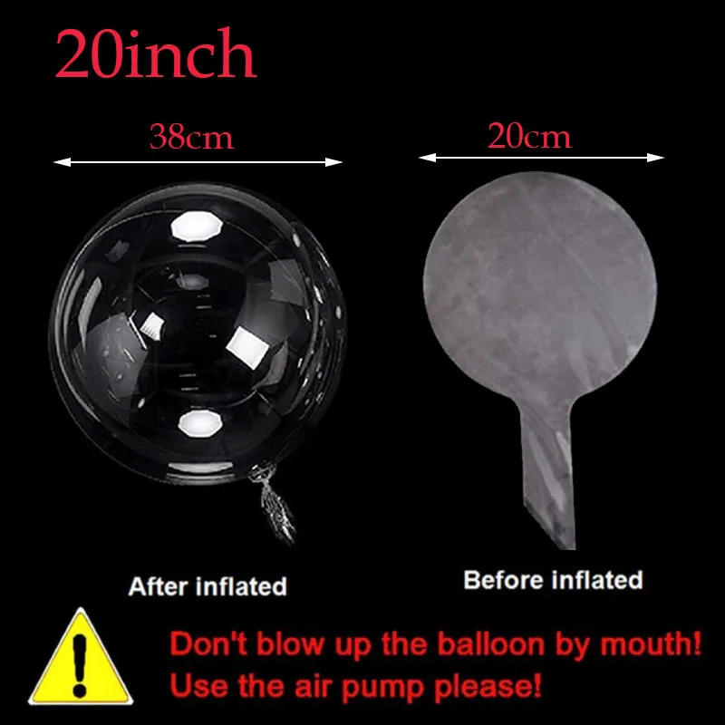 Description Picture 5 of item10pcs 8/10/12/16/18/20/24/inch Transparent Bobo Balloon Clear Bubble Balloon For Wedding Birthday Party Decoration