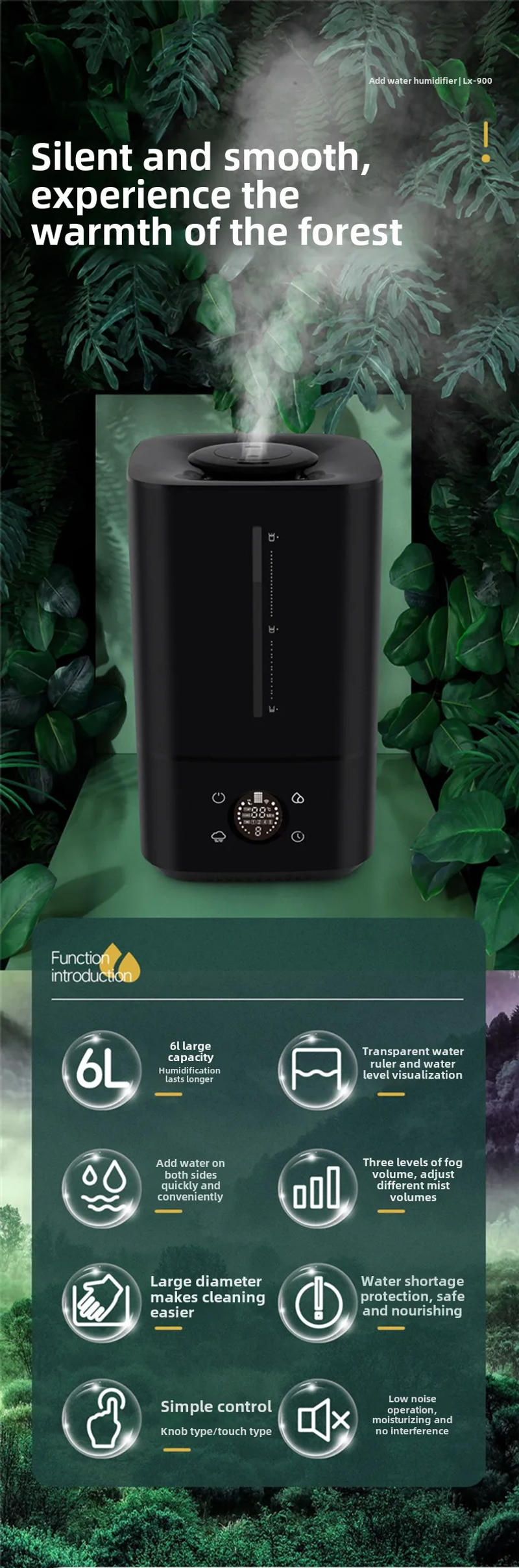 Description Picture 2 of item6L Humidifier Intelligent Constant Humidity, Large Capacity And Quiet Design, Healthy Humidification, Multi-Functional Design