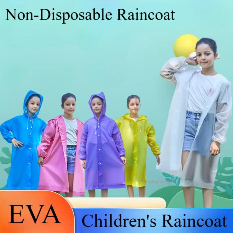 Description Picture 2 of itemChildren Waterproof Rain Poncho Non-Disposable Travel Rain Gear Coat Outdoor Hiking Accessories Child Raincoat Kids Rainwear