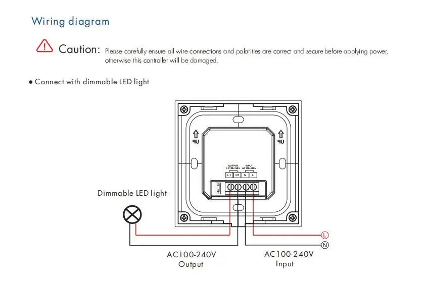 Description Picture 6 of itemAC100-240V AC Triac Touch Glass Panel Dimmer S1-T White & Black Glass Panel For Single Color Dimmable LED Lamp Tape Strip Light