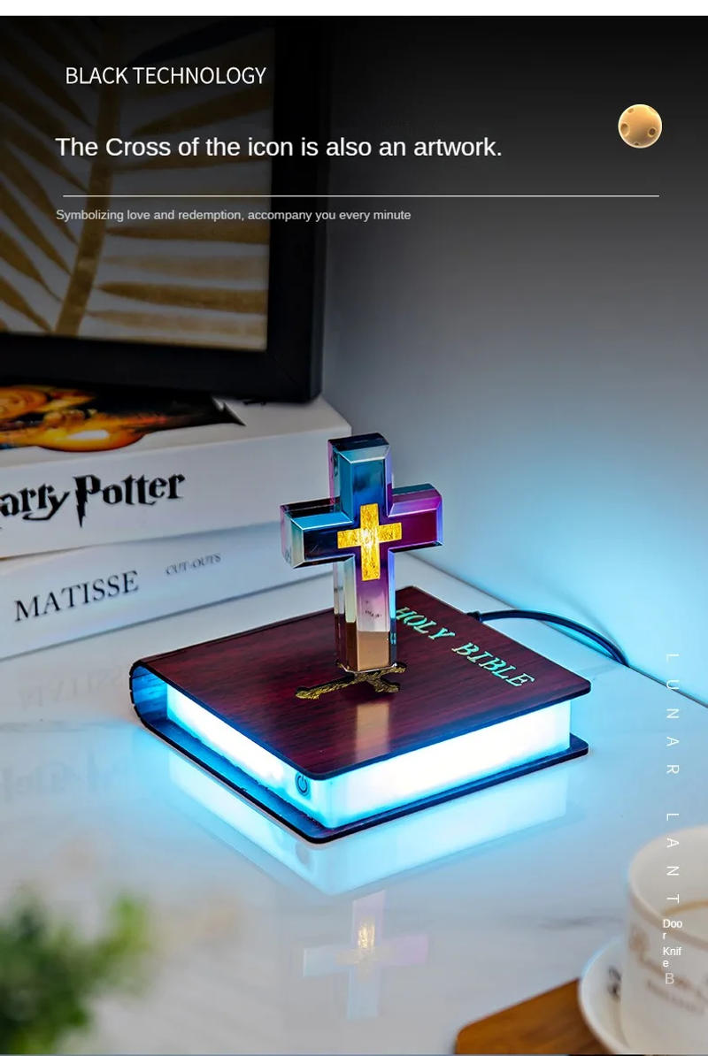 Description Picture 4 of itemMagnetic Levitating Cross Floating Christian Cross Decorations Maglev Cross the Holy Bible Base