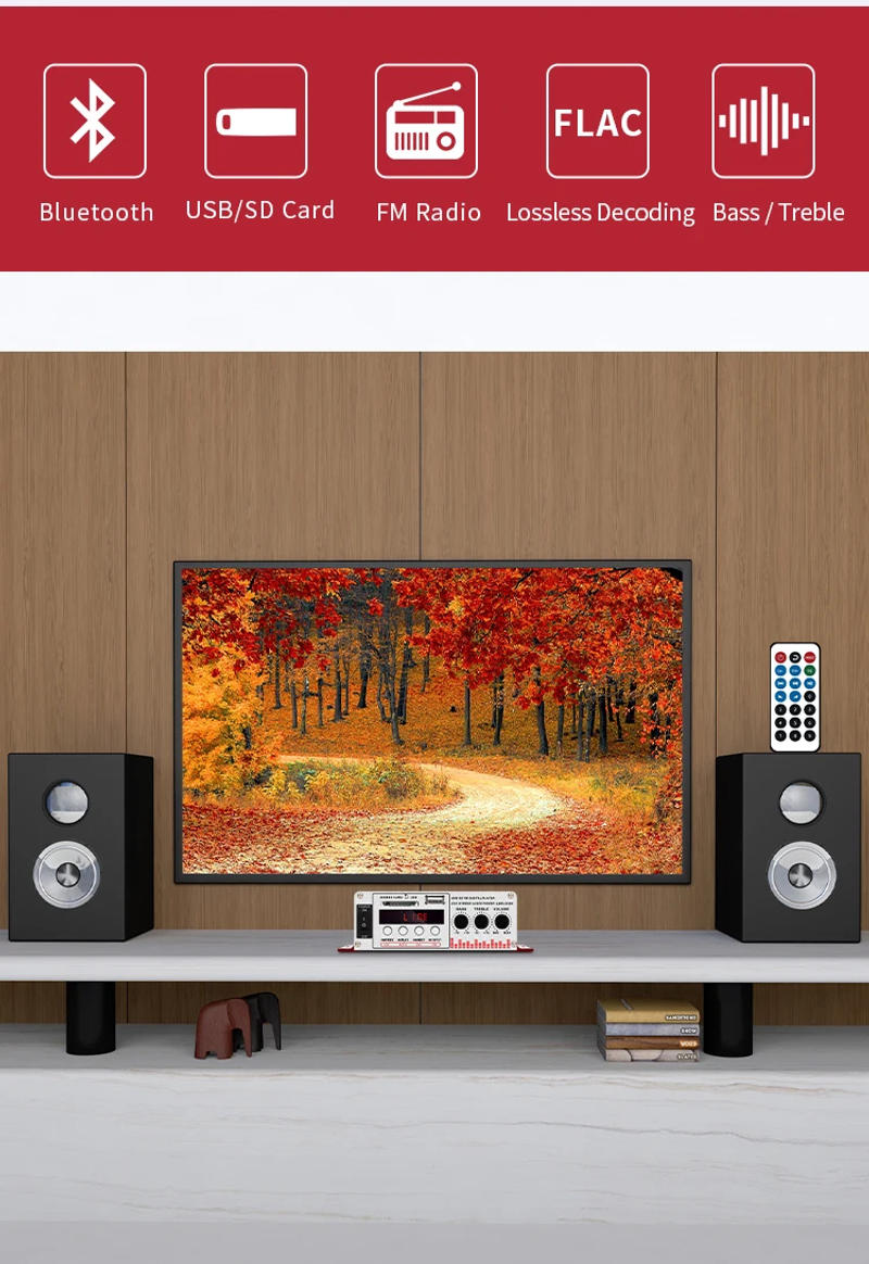 Description Picture 3 of itemBT88y 60W 12V Hifi Power Amplifier Stereo Home Car BASS Audio Amp Car Speaker Class D Car Home Sound Power Amp