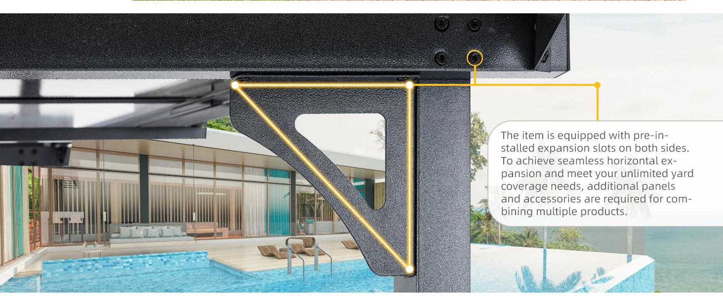 Description Picture 3 of itemU-MAX 10' x 14' Outdoor Pergola Gazebo, Clearance Wall-Mounted Lean-to Metal Awnings, Patio Pergola with Large Panel Roof