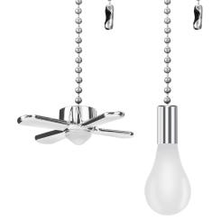 2Pcs/Set Ceiling Fan Pull Chain Extender with Decorative Frosted Glass Bulb and Fan Cord