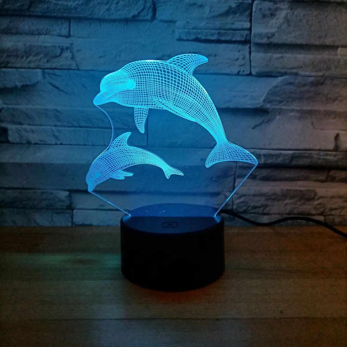 Description Picture 5 of itemNighdn 3D Night Light Dolphin LED Illusion Lamp Bedside Table Bedroom Decoration Child Nightlight Kids Gift Baby Sleep Lights