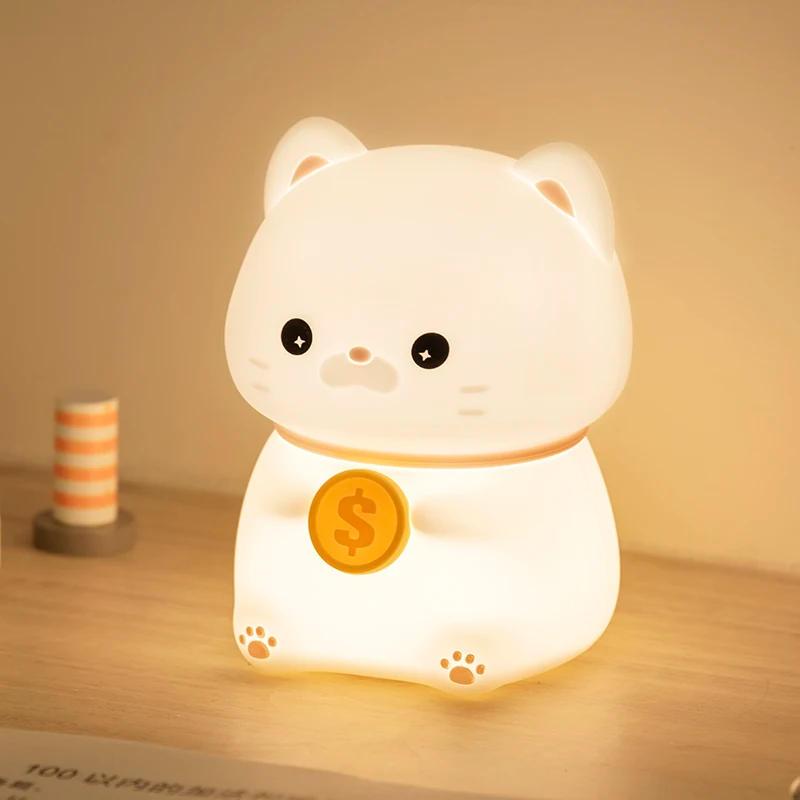 Description Picture 3 of itemSilicone Night Light Baby Lamp Soft Sleeping Eye Protection LED Light Child Pat Silicone Cat Toys Gifts Room Bedside Table Lamp