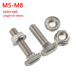 M5 M6 M8 T Hammer Head T Bolt Aluminum Connector T head bolts and Hexagon Flange Nuts set for Aluminum Profiles