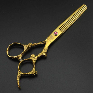 Professional 6 inch Hair Scissors Gold Dragon Handle Thinning Barber Cutting Hair Shears Haircut Tool Hairdressing Scissors