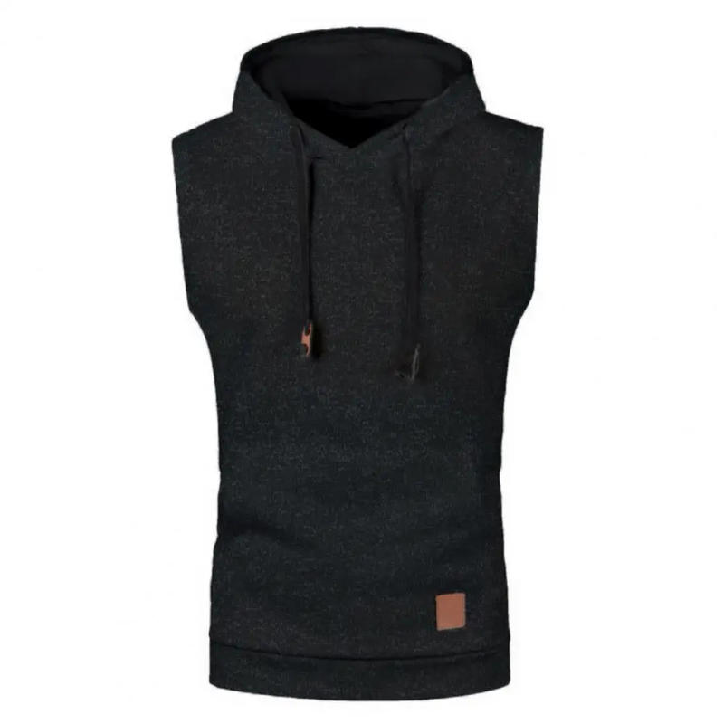 Description Picture 3 of itemMen Vest with Large Pockets Men's Sleeveless Hooded Tank Top with Drawstring Big Pocket Slim Fit Workout Vest for Casual Sports