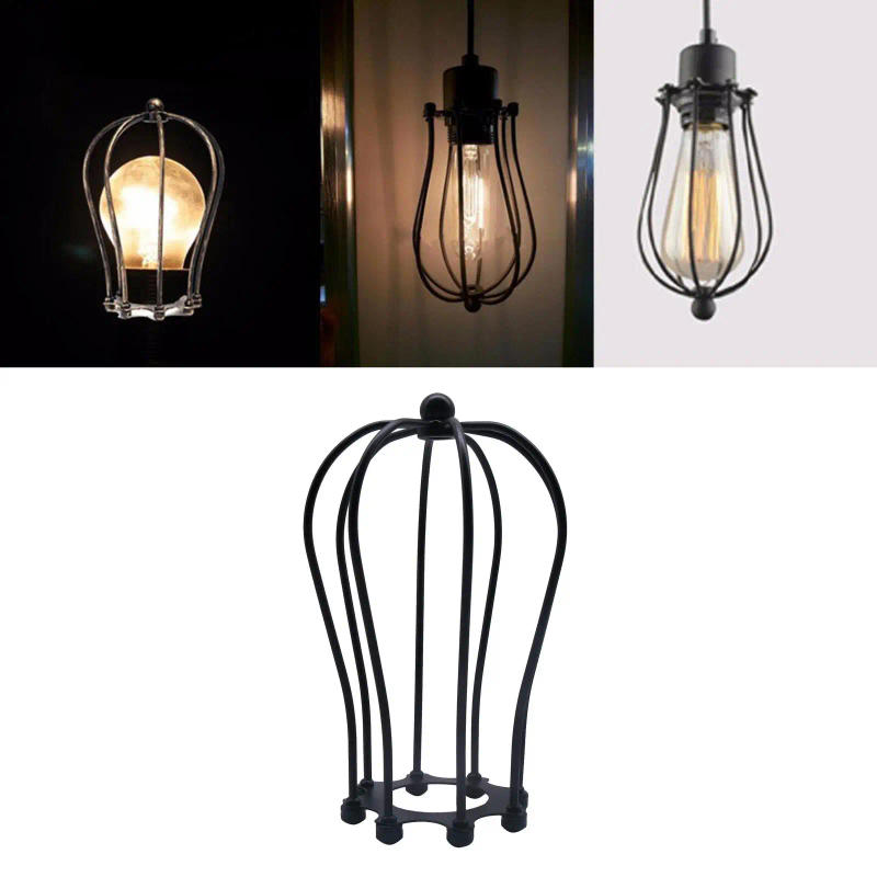 Description Picture 4 of itemRetro Black Metal Wire Cage Loft Pendant Lamp Ceiling Light Shade Vintage Style Hanging Lighting E27 Base