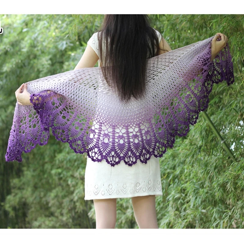 Description Picture 6 of item300g Cake Gradient Color Crocheted Shawl Blanket DIY Hand Knitted Cotton Blended Yarn