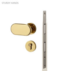 1 set of zinc alloy wooden door lock Chinese minimalist matte home bedroom indoor silent handle lock with key included