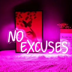 No Excuses Neon Sign, Inspirational LED Neon Light Sign,for Motivational Dimmable Wall Art Decor Gym Accessories Bright Gift