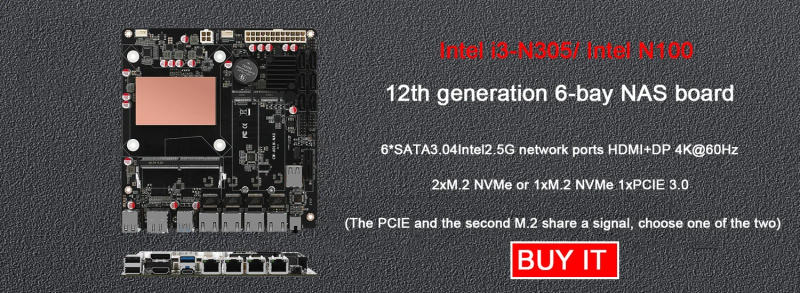 Description Picture 2 of itemN6005 NAS Board Industrial Motherboard NAS Motherboards 4 Cores 4 Threads Processor 4x2.5G i226 Network 2 M.2 NVMe Slot 6xSATA