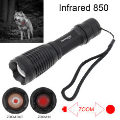 Long Working time IR Hunting Flashlight Zoomable 850nm LED Infrared Radiation IR Night Vision Torch for Hunting Predator