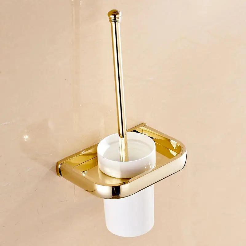 Description Picture 2 of itemWall Mounted Toilet Brush Holder Solid Brass Construction Base Ceramic Cup Chrome/Gold/Rose Golden/Antique/ Black Bathroom Shelf