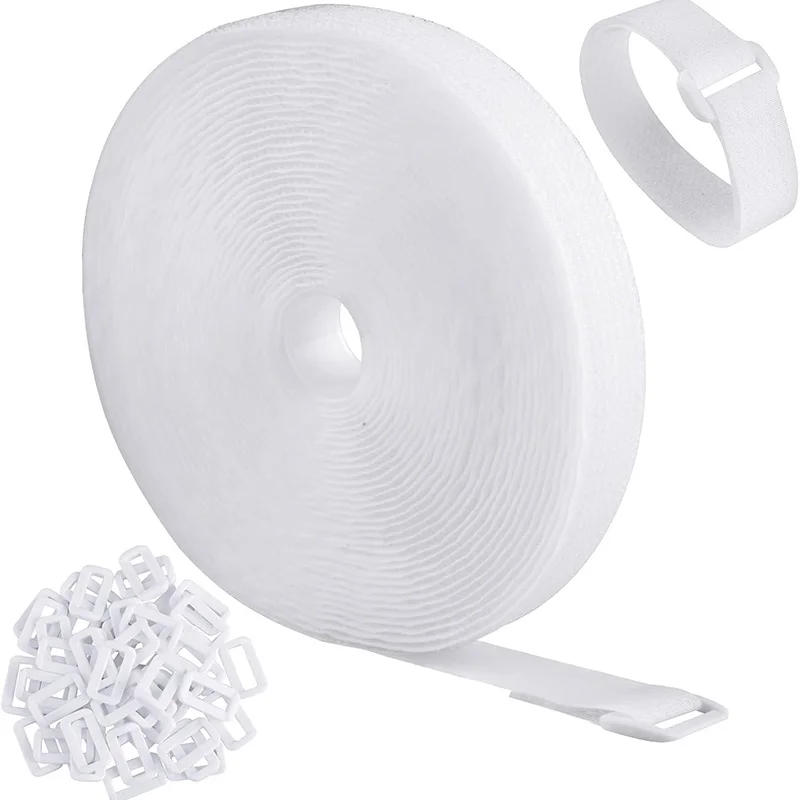 Description Picture 4 of item5Meter Reusable Fastening Cut-to-Length Cable Straps with 20Pcs Metal Buckles Adjustable Nylon Hook and Loop Cinch Cable Ties