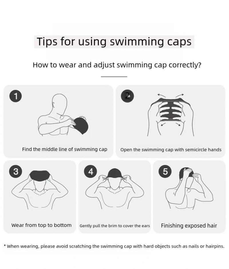 Description Picture 6 of itemSilicone Swimming Cap for Men Women with Ear Protection Diving Bathing Hats Beach Pool Caps Swimming Accessories Water Games