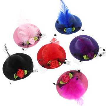5.5CM Hair Mini Hat Clip Hats Party Hairpins Kids Clips Fasinator Barrette Girl Costume Decorative For Kids(Random Color)