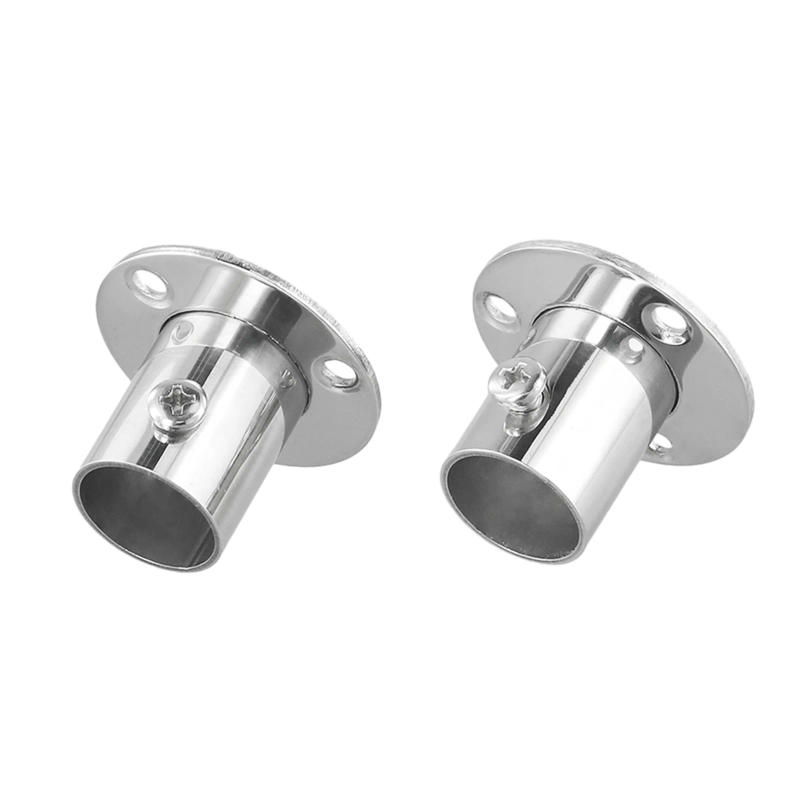 Description Picture 5 of item2pcs Flange Rail Rod Holder Wardrobe Pole Bracket19-32mm Stainless Steel Pole Socket Shower Curtain Rod End Support Hardware