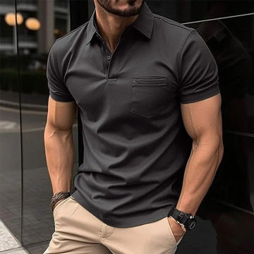 Fitshinling Casual New In Men's Shirt Summer Short Sleeve Tops Tees Male Clothing