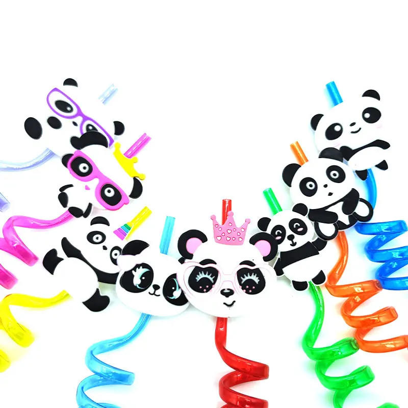 Description Picture 6 of item8pcs 26cm Panda Theme Helical Straws Cartoon Animal Reusable Plastic Drinking Straws for Birthday Party Wedding Party Supplies