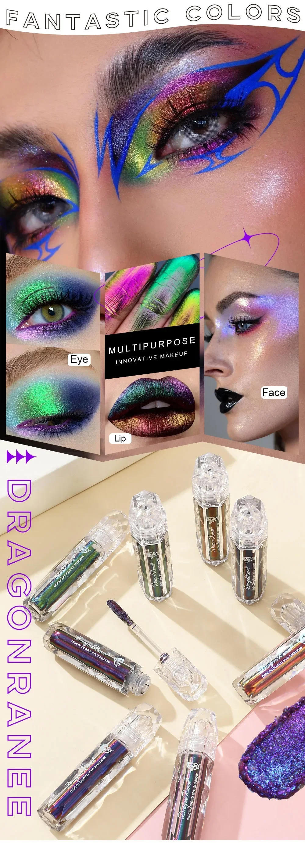 Description Picture 6 of itemMetallic Discoloured Eye Shadow Purple Green Glitter Eyeshadow Makeup Chameleon Eyeshadow Liquid Polarized Colorful Cosmetics