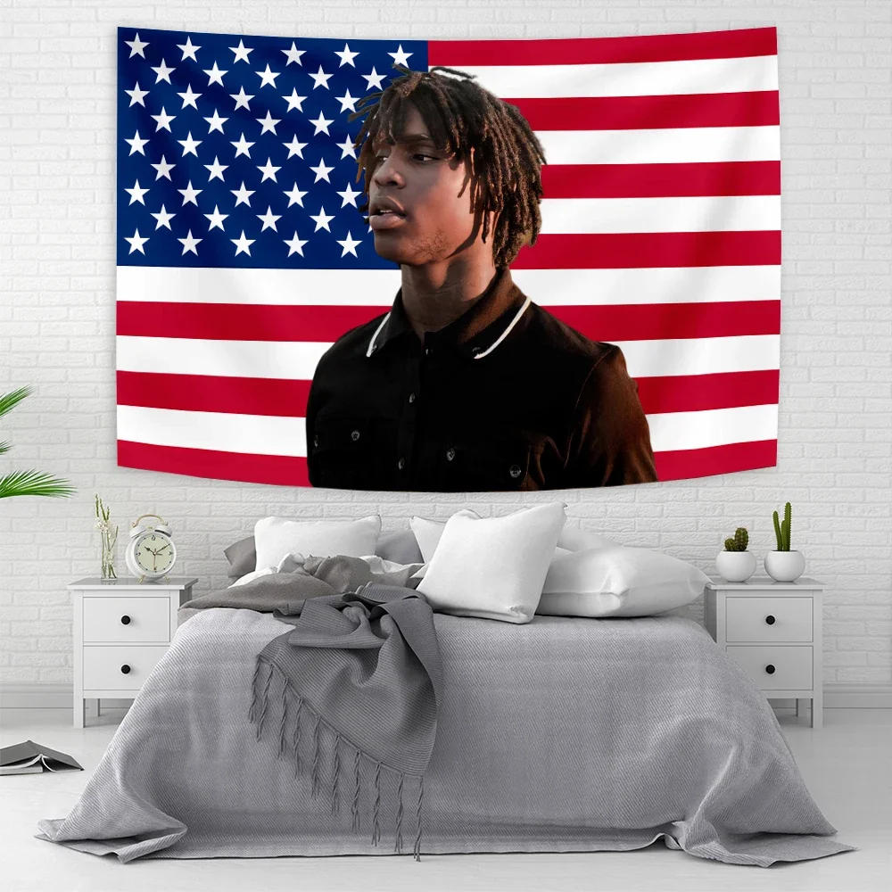 Description Picture 2 of itemAmerican flag Chief Keef In The Garden Of Eden Wall Hanging Tapestry Hippie HipPop Rapper Tapestries room decor aesthetic