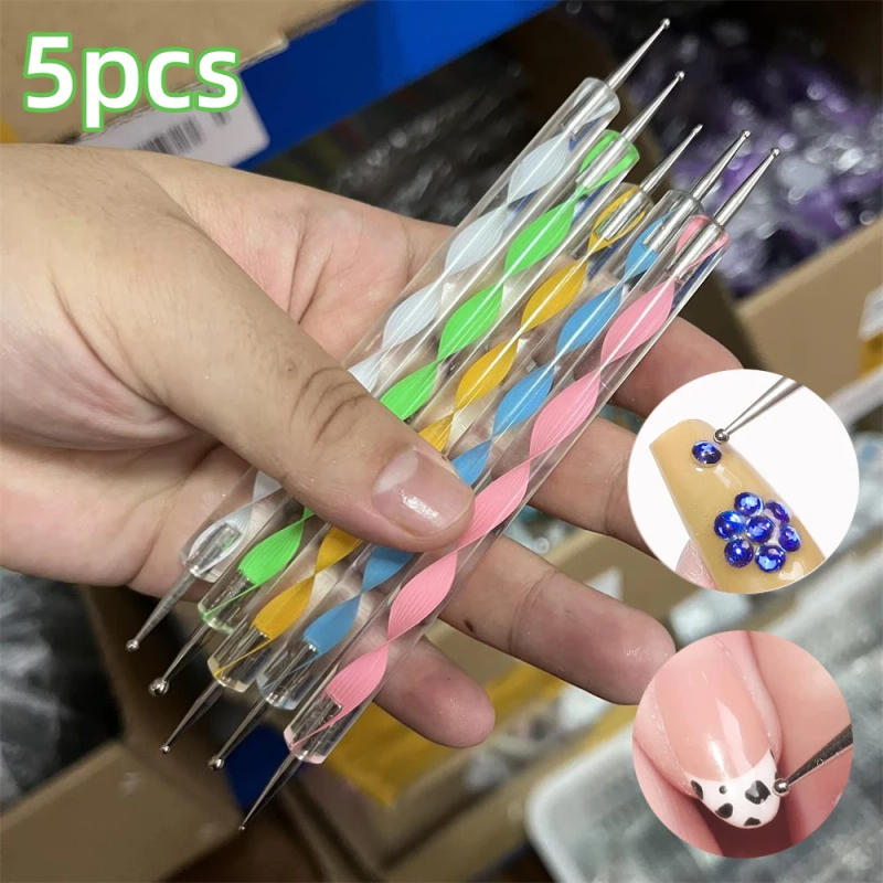 Description Picture 2 of item1/5PCS Nail Art Dotting Pen, Spiral Rod Hook Drawing Painting Pen Nail Brushes Set Pen Double Head Point Drill Pens Nail Tools*