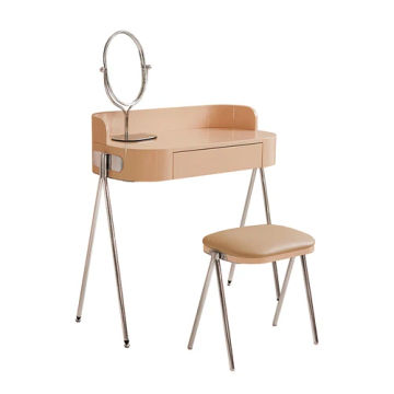 Light Luxury Dresser Modern Design Makeup Table Ins Style Stainless Steel Combination Storage Table and Chair